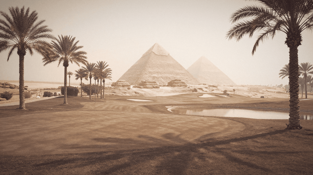 Golf in Egypt with pyramid views and desert fairways